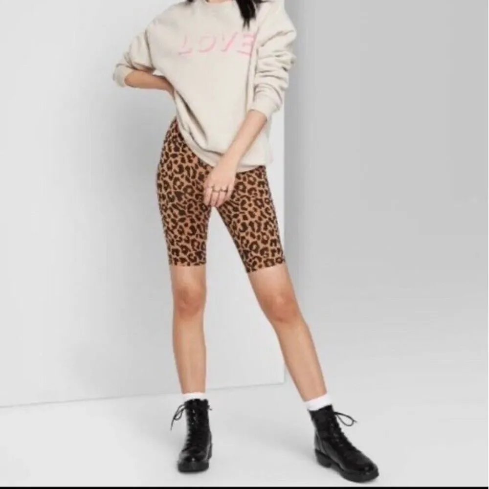 Lot Bulk 20pc Women's High Rise Bike Shorts Wild Fable Leopard S‎ Small Legging